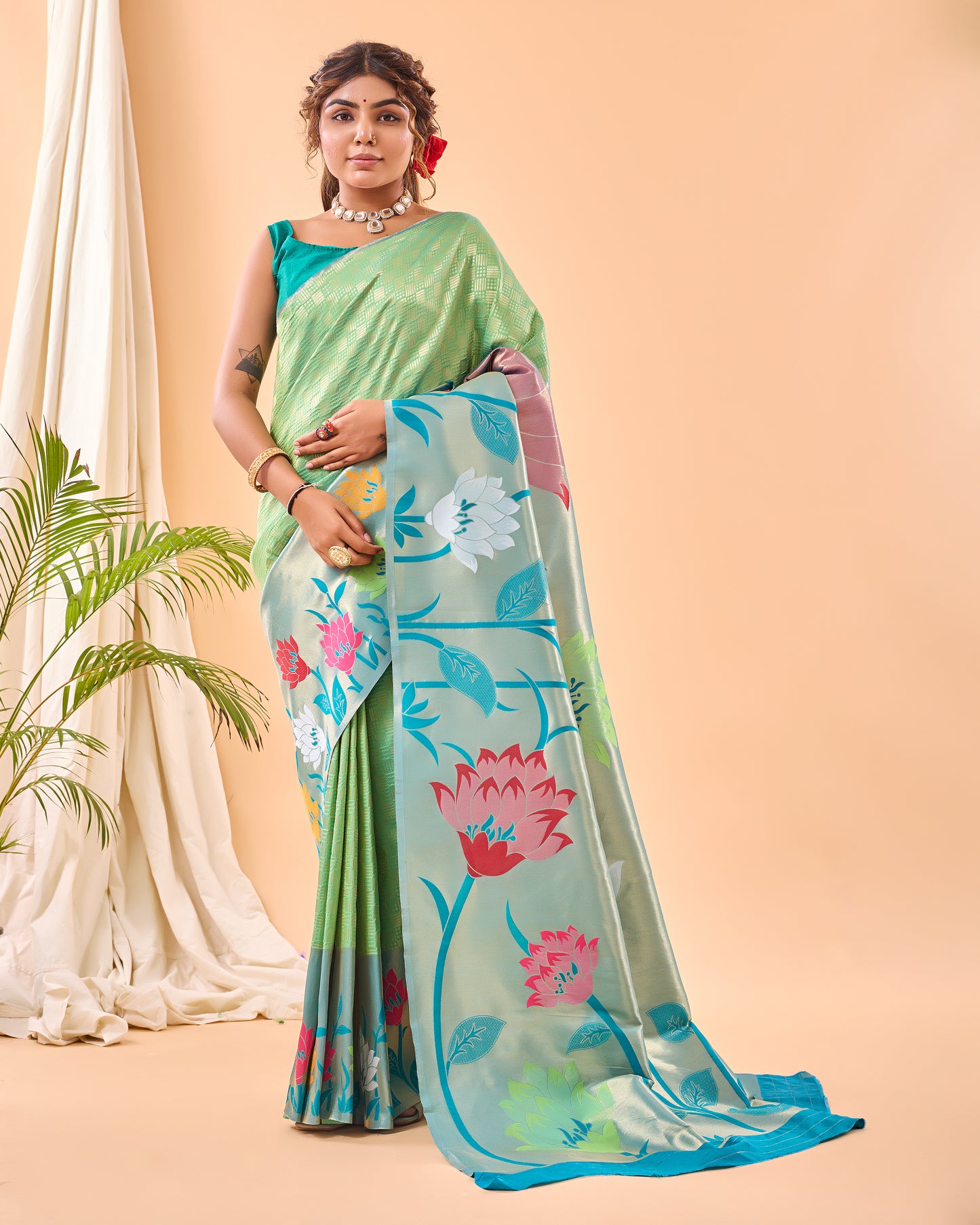 Pixie Green Paithani Silk Saree