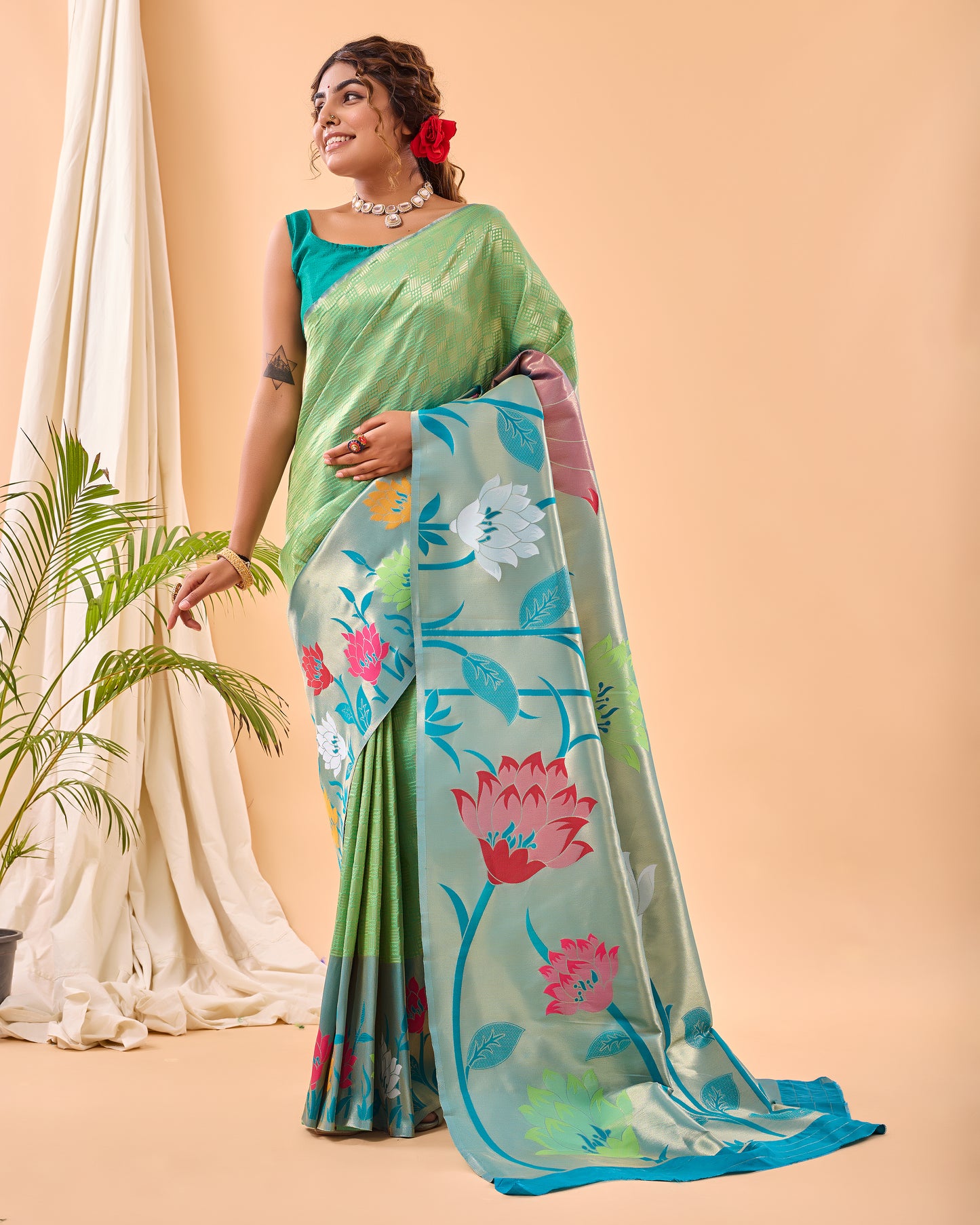 Pixie Green Paithani Silk Saree