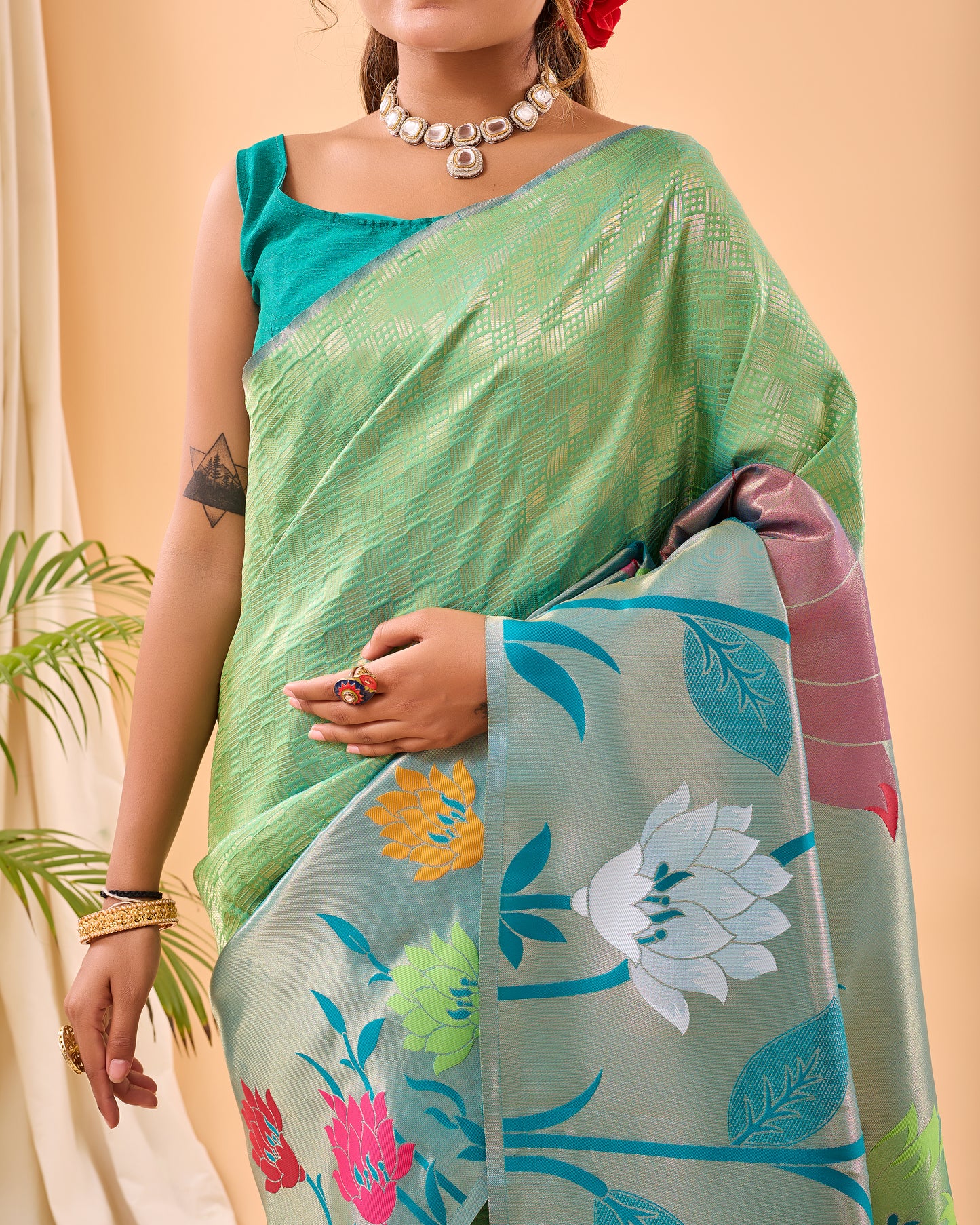 Pixie Green Paithani Silk Saree