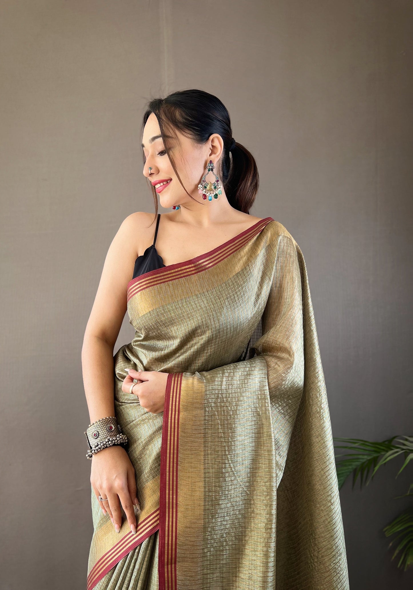 Woven Design Zari Banarasi Saree in Pista Green Color