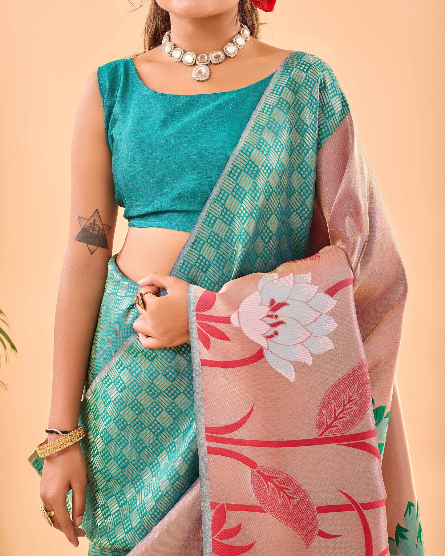 Pacific Blue Paithani Silk Saree