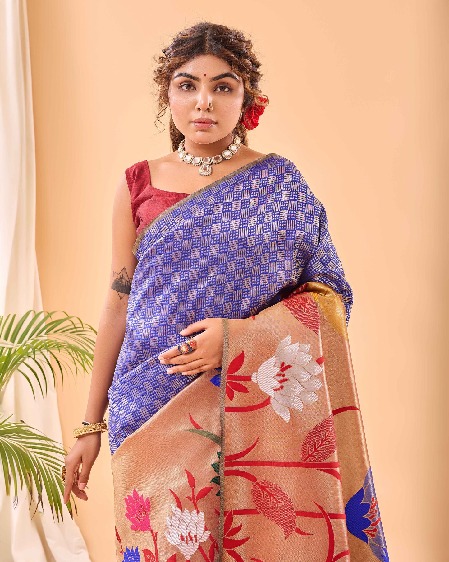 Cerulean Blue Paithani Silk Saree