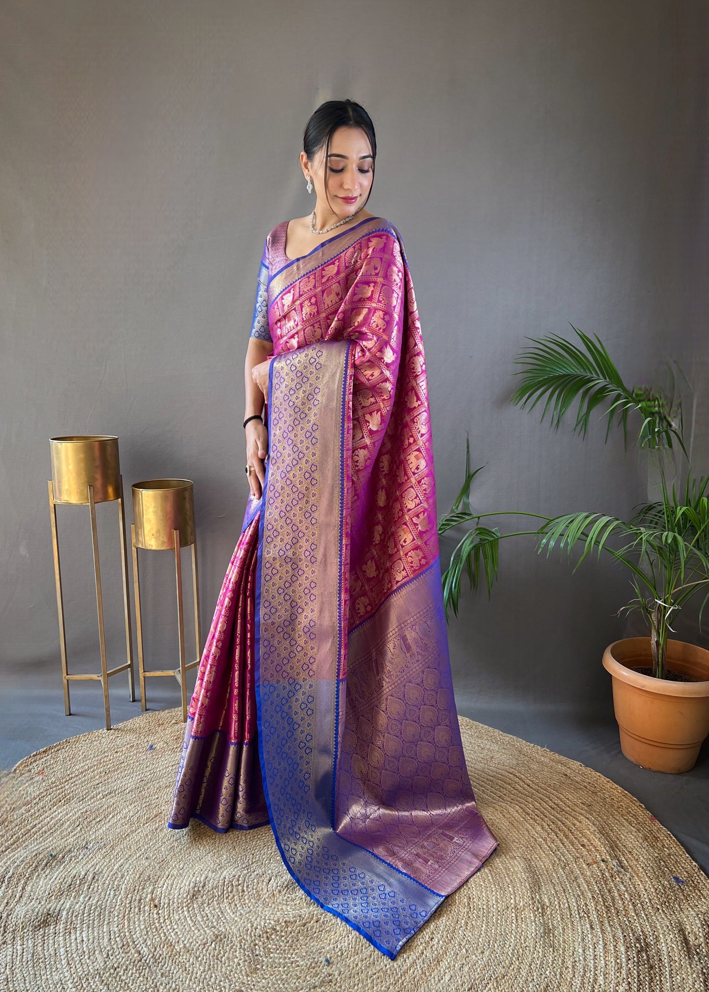 Women Wine Pattu Silk And Zari Weaving Rich Pallu Saree With Blouse For Women