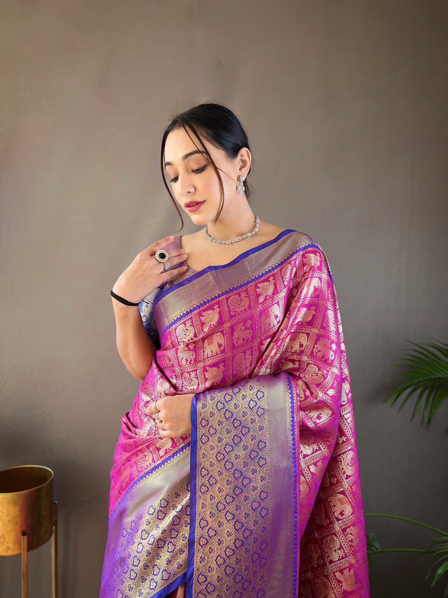 Women Wine Pattu Silk And Zari Weaving Rich Pallu Saree With Blouse For Women