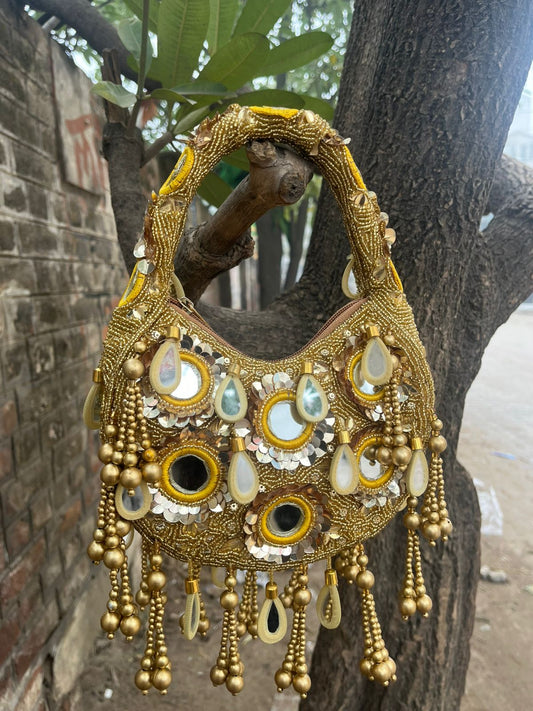 Pretty Pataka Mirror Moon Bag – Trendy Embellished Sling for Festive & Party Wear