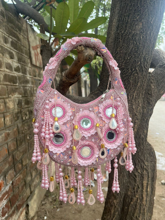 Pretty Pataka Mirror Moon Bag – Trendy Embellished Sling for Festive & Party Wear