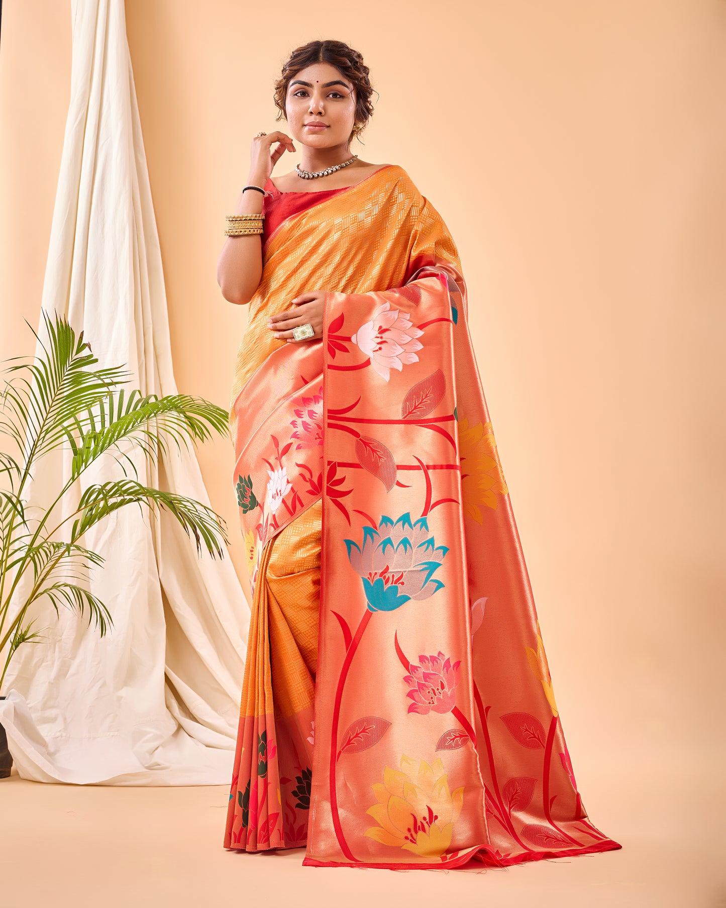 Fuel Yellow Paithani Silk Saree