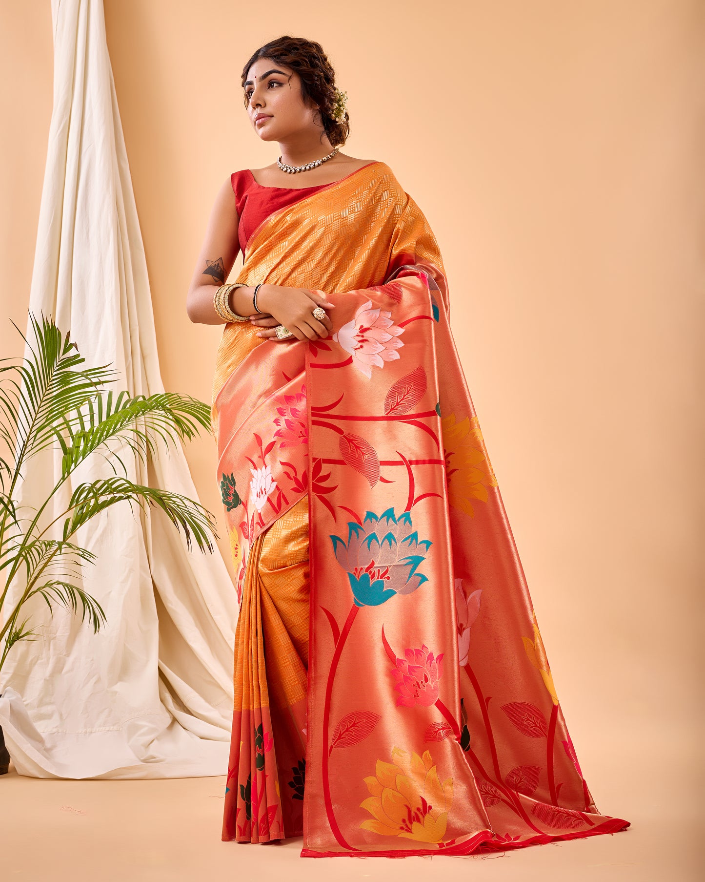 Fuel Yellow Paithani Silk Saree