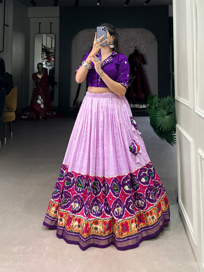 Tussar Silk Lavender Foil Printed Co-Ords Set