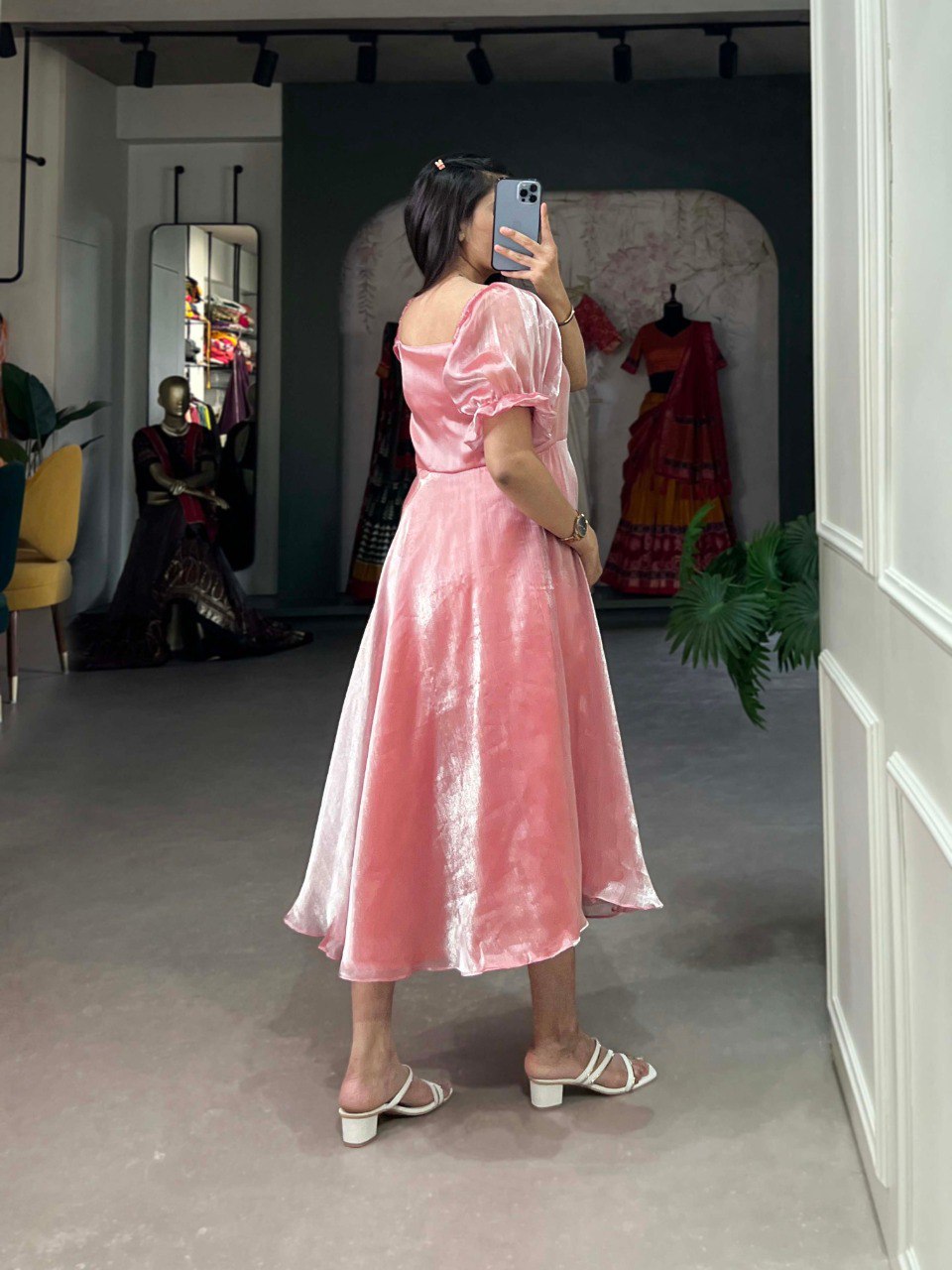 Peach Burberry Silk Maxi Dress