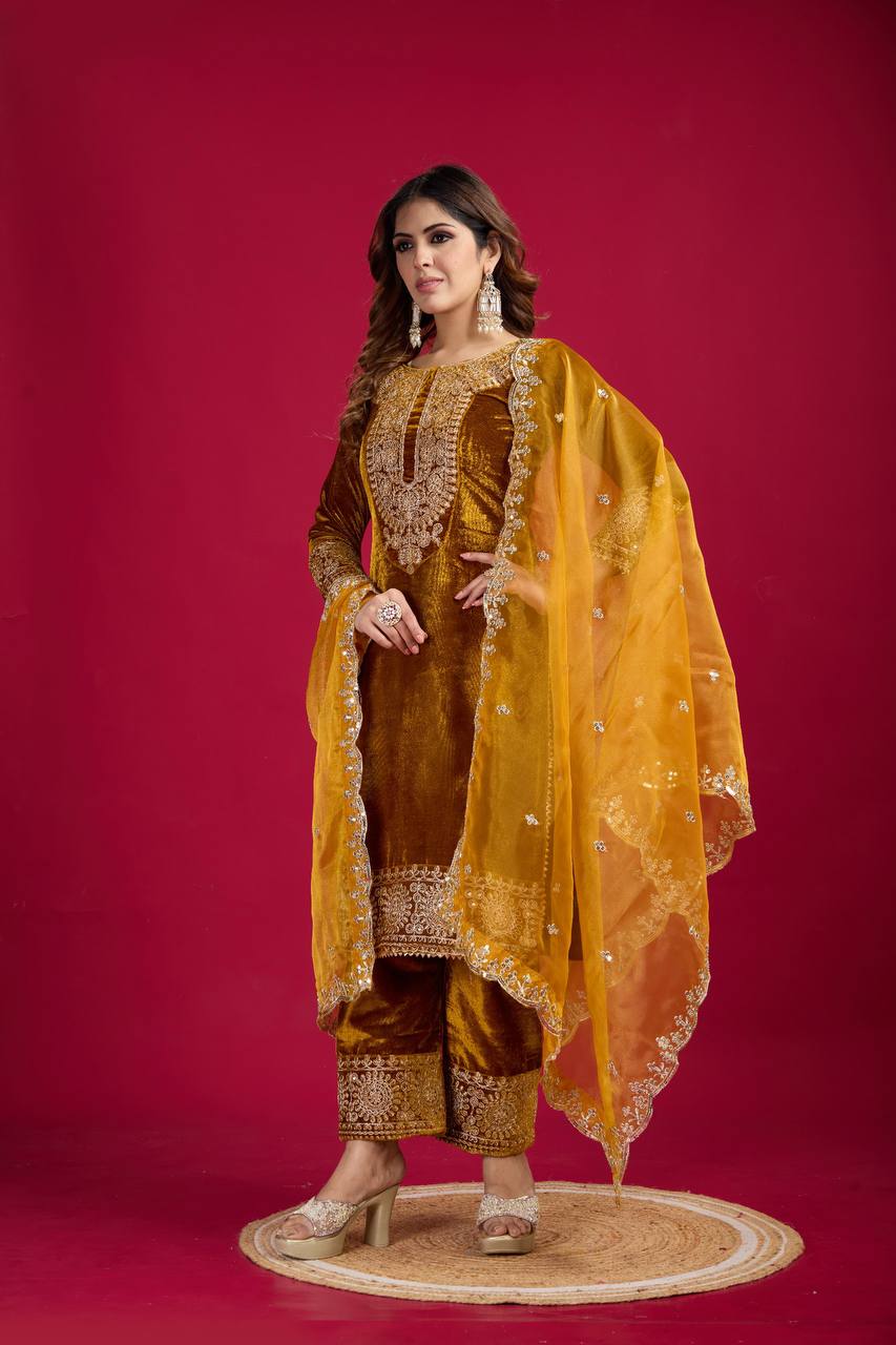 Function Wear Mustard Color Salwar Suit With Duptta