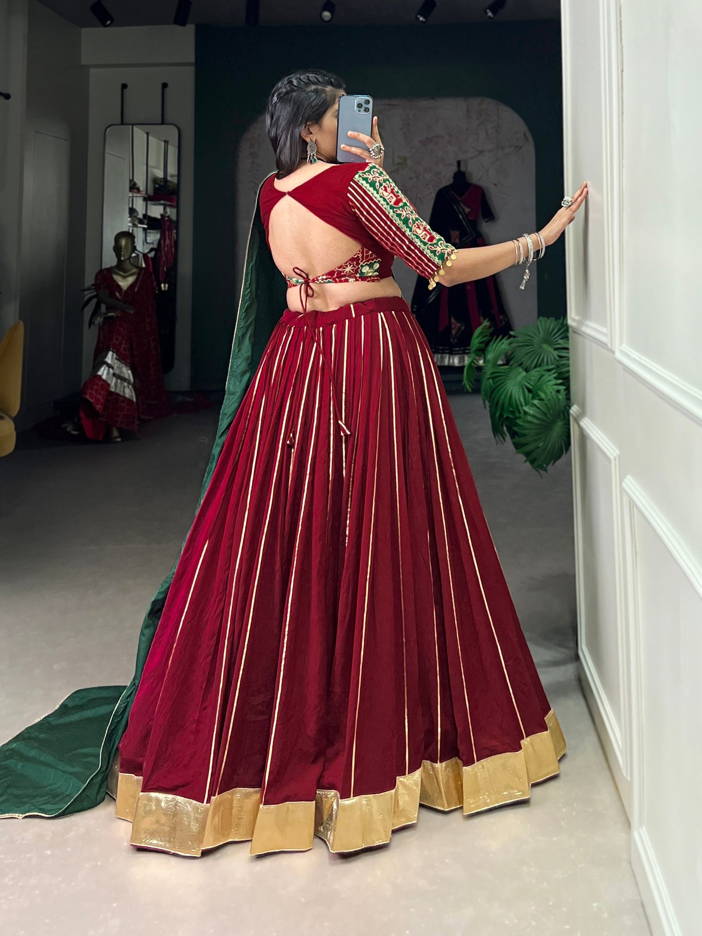 Maroon Chanderi Readymade Lehenga Choli