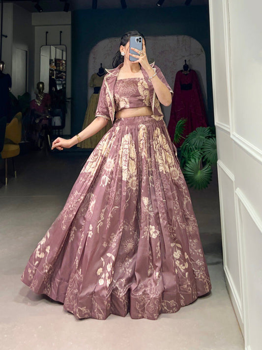 Onion Color Floral Printed Stylish Designer Lehenga choli