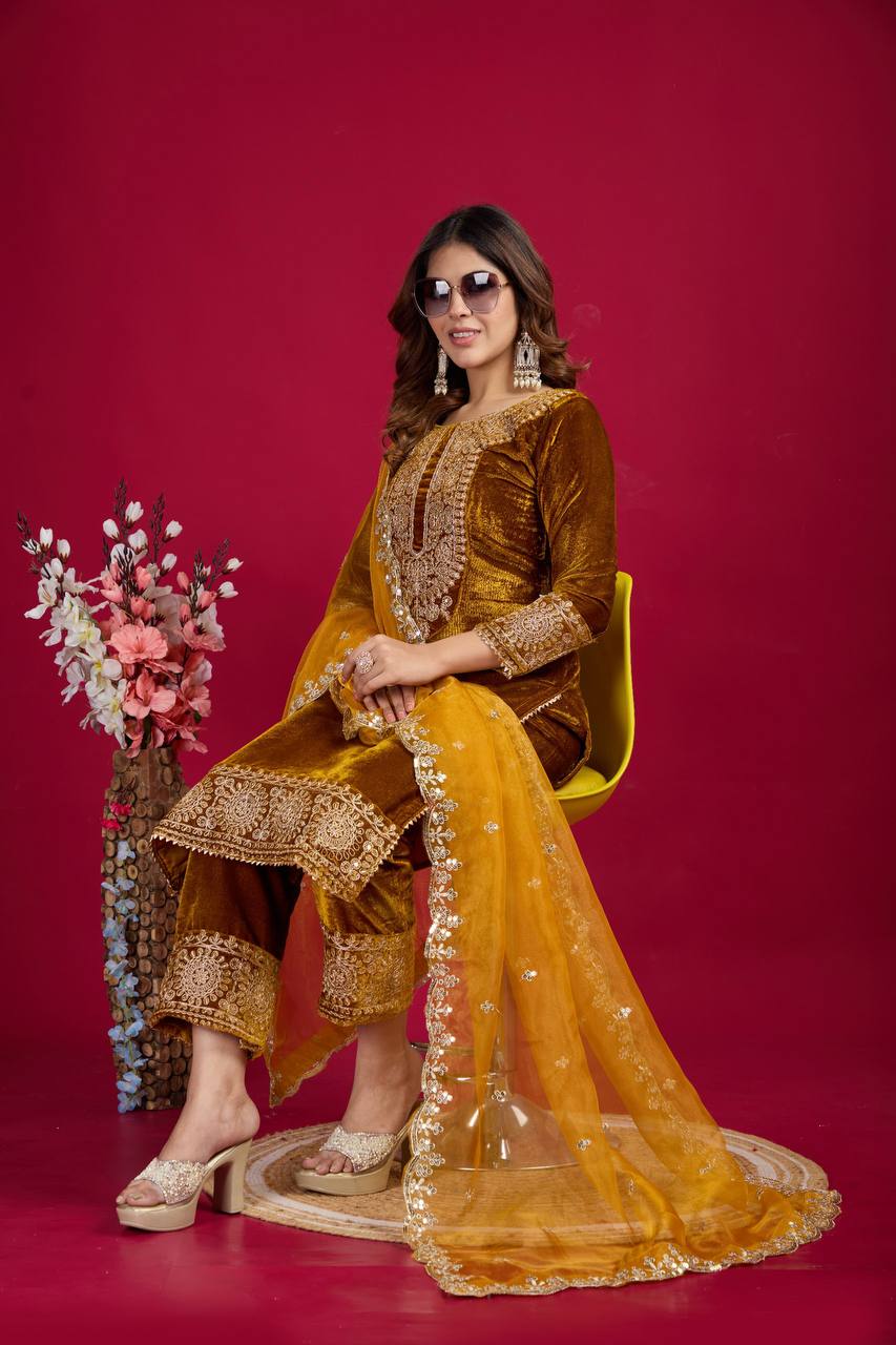 Function Wear Mustard Color Salwar Suit With Duptta