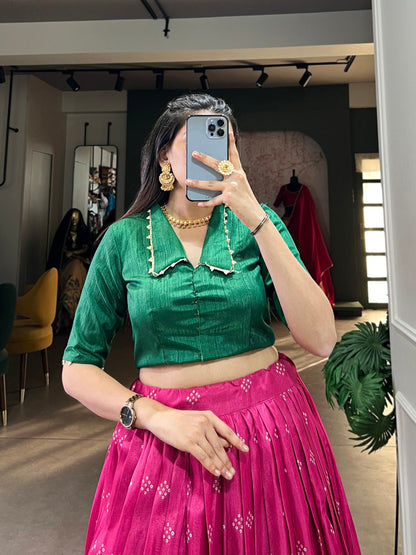 Pink Timeless Elegance Dola Silk Kalamkari Lehenga Set