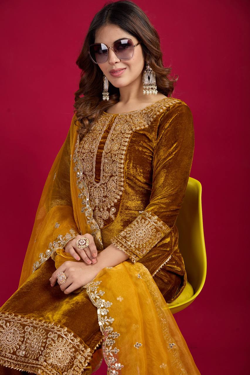 Function Wear Mustard Color Salwar Suit With Duptta