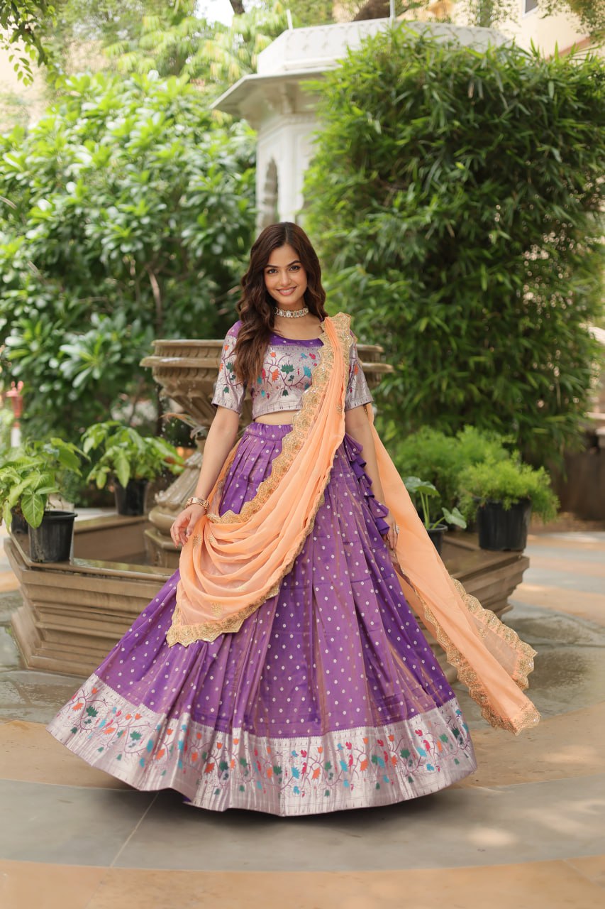 Meena Jacquard Purple Designer Lehenga Choli