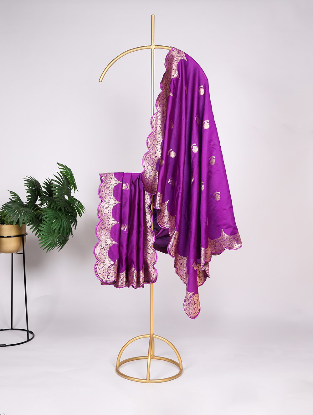 Purple Pure Paithani Dupatta With Zari Work