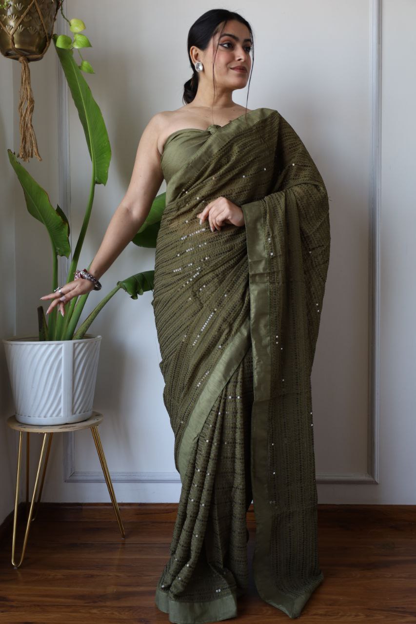 Beautiful Designer Heavy Georgette Exclusive Sequanc Saree