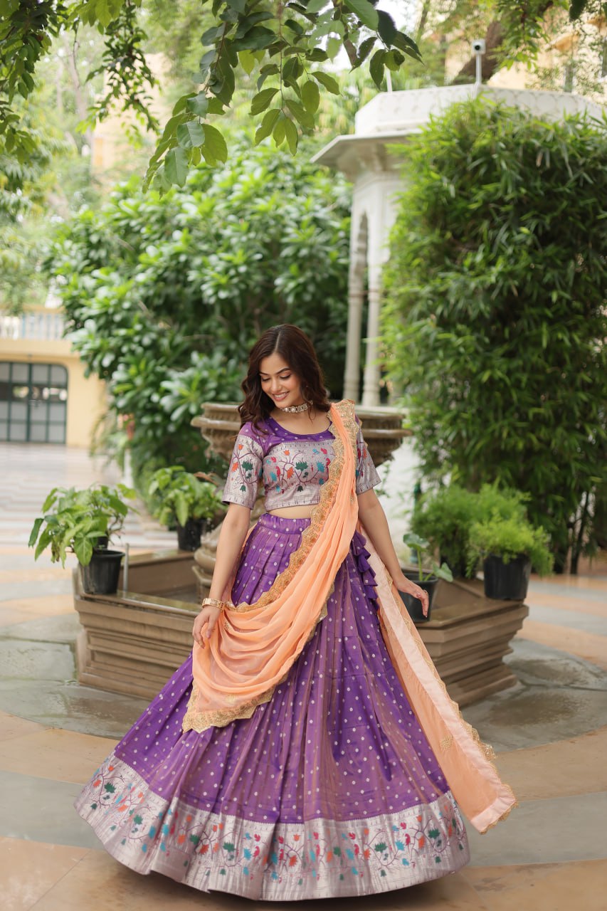 Meena Jacquard Purple Designer Lehenga Choli