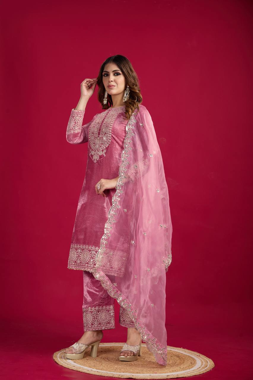 Function Wear Velvet Pink Color Salwar Suit With Duptta