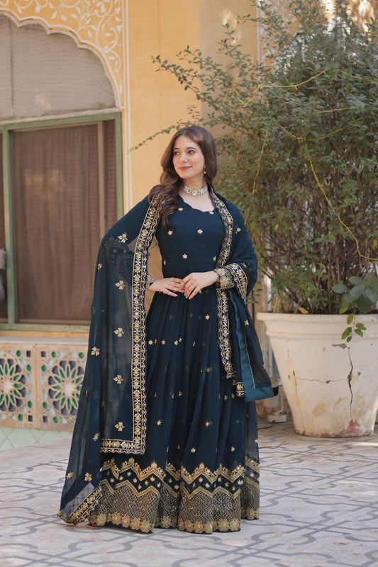 Ethnic Motifs Embroidered Sequinned Georgette Anarkali Kurta
