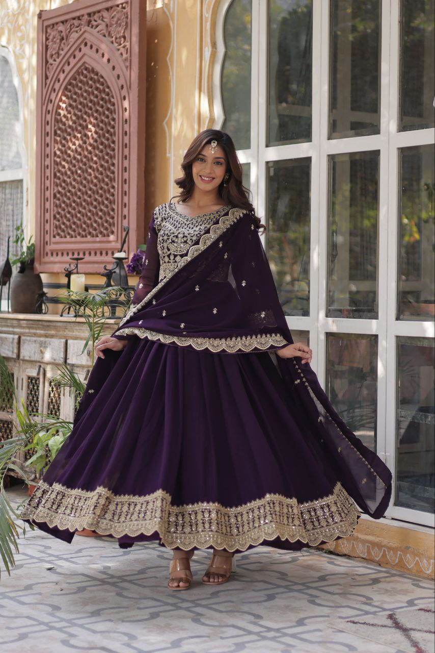 Purple Premium Designer Readymade Gown Collections - Elegant, Embroidered & Luxe Styles