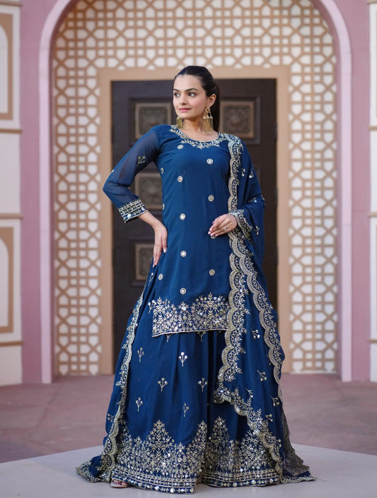 Designer Embroidered Fox Georgette Lehenga Suit