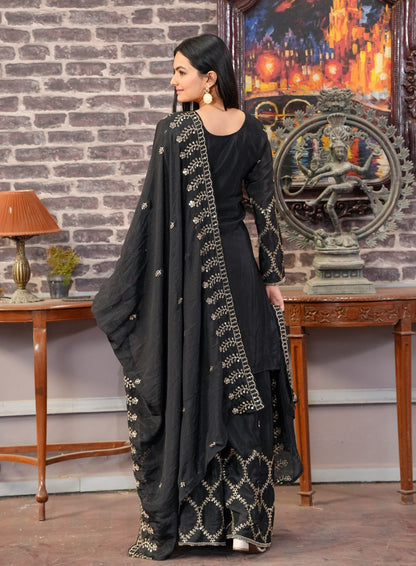 Chinon Embroidered Sharara Suit Set for Women - Traditional & Party Wear