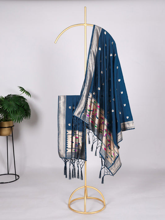 Elegant Jacquard Paithani Dupatta with Weaving Zari Work and Tassels