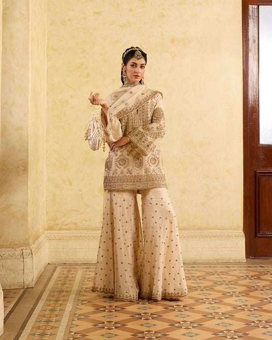 Elegant Chinon Silk Embroidered Top Plazo Set with Organza Dupatta – Fully Stitched Ethnic Ensemble