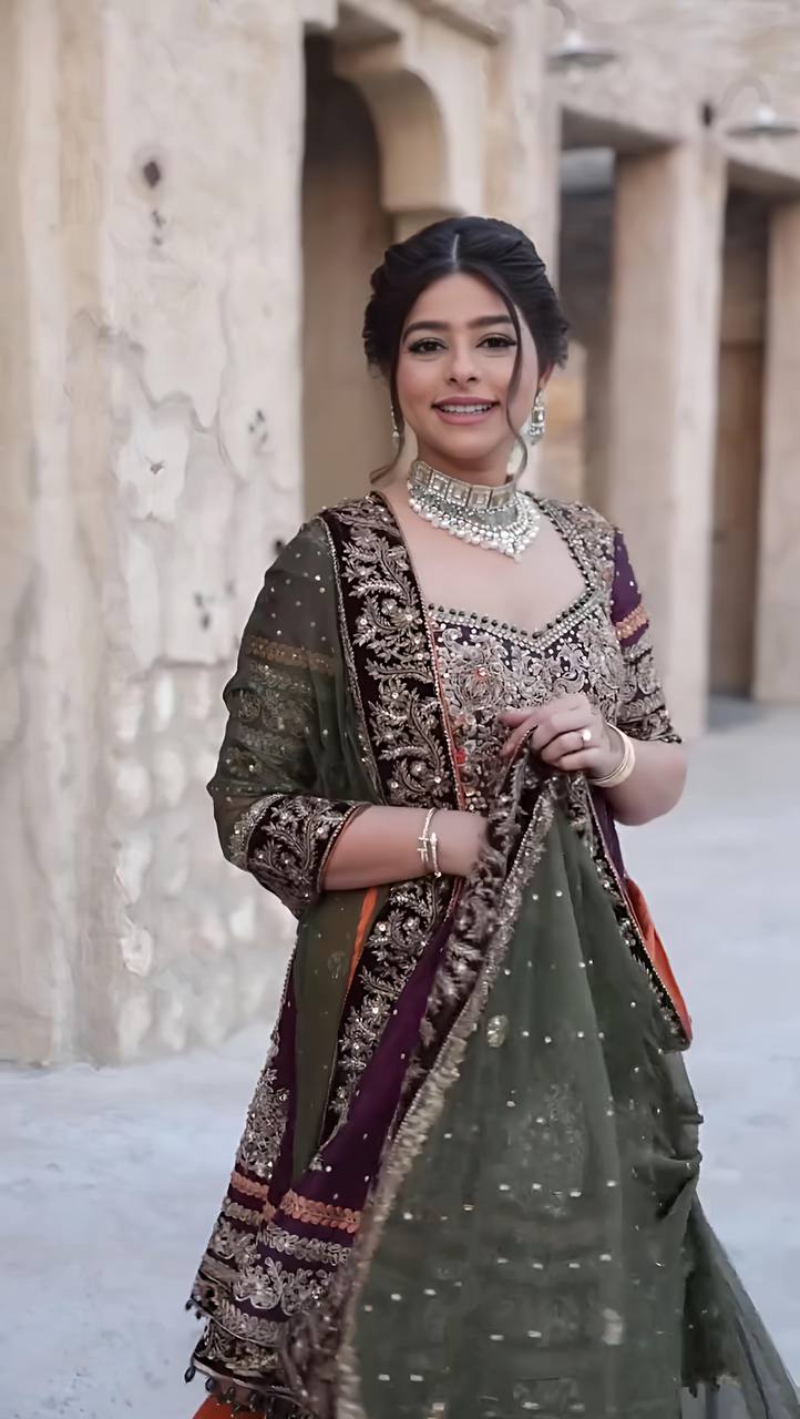Faux Georgette Embroidered Purple Sharara Set with Dupatta – Full Stitched