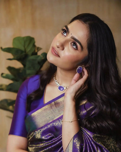 Royal Blue Soft Lichi Silk Saree with Rich Pallu & Jacquard Work