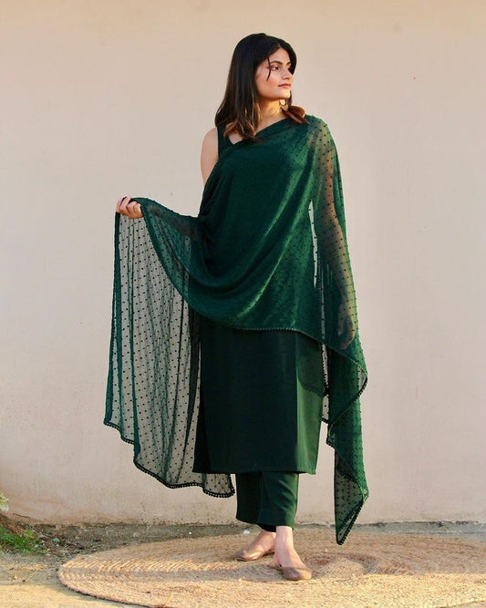 Emerald Solid Cotton Silk Sleeveless Kurta Set By Stylish Ethnic