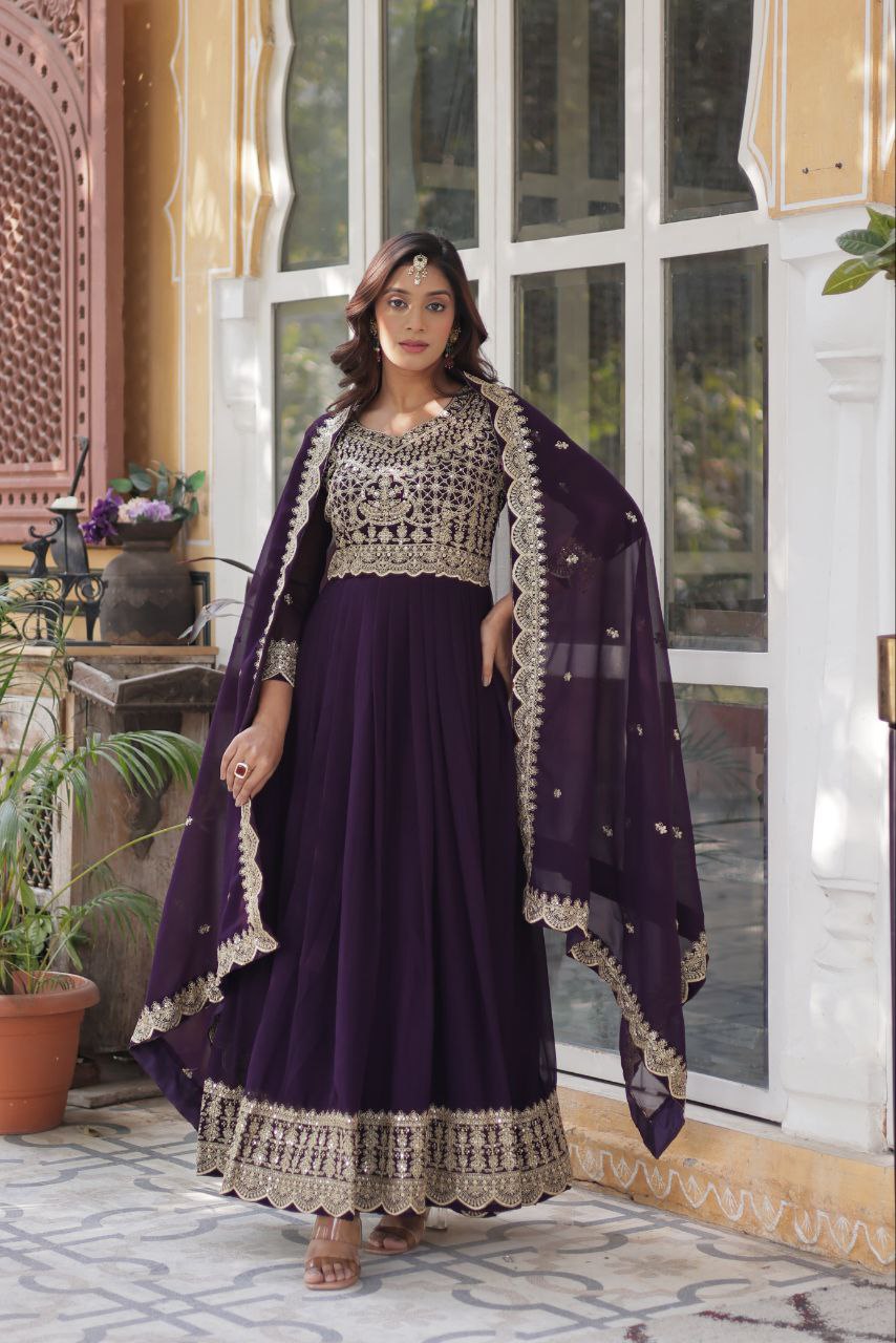 Purple Premium Designer Readymade Gown Collections - Elegant, Embroidered & Luxe Styles