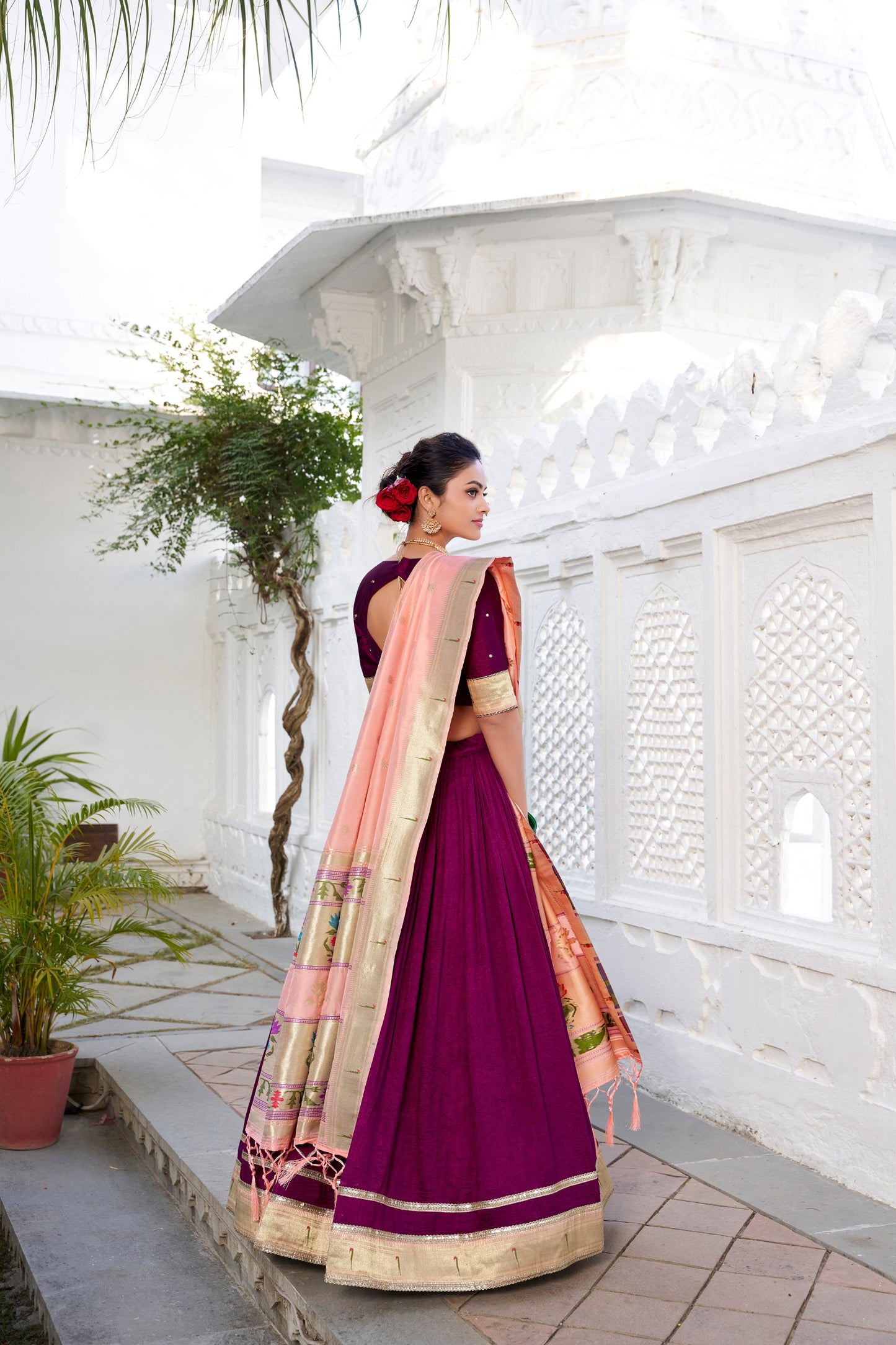 Royal Purple Vichitra Silk Lehenga Set | Paithni Border | Wedding & Festive Wear