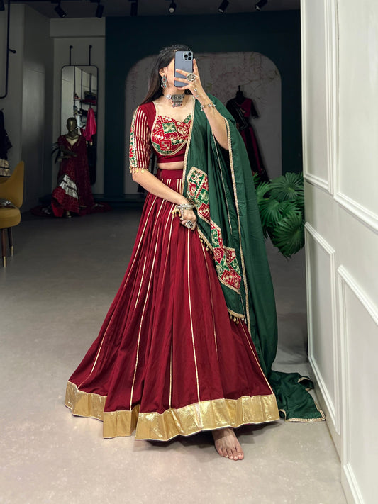 Maroon Chanderi Readymade Lehenga Choli