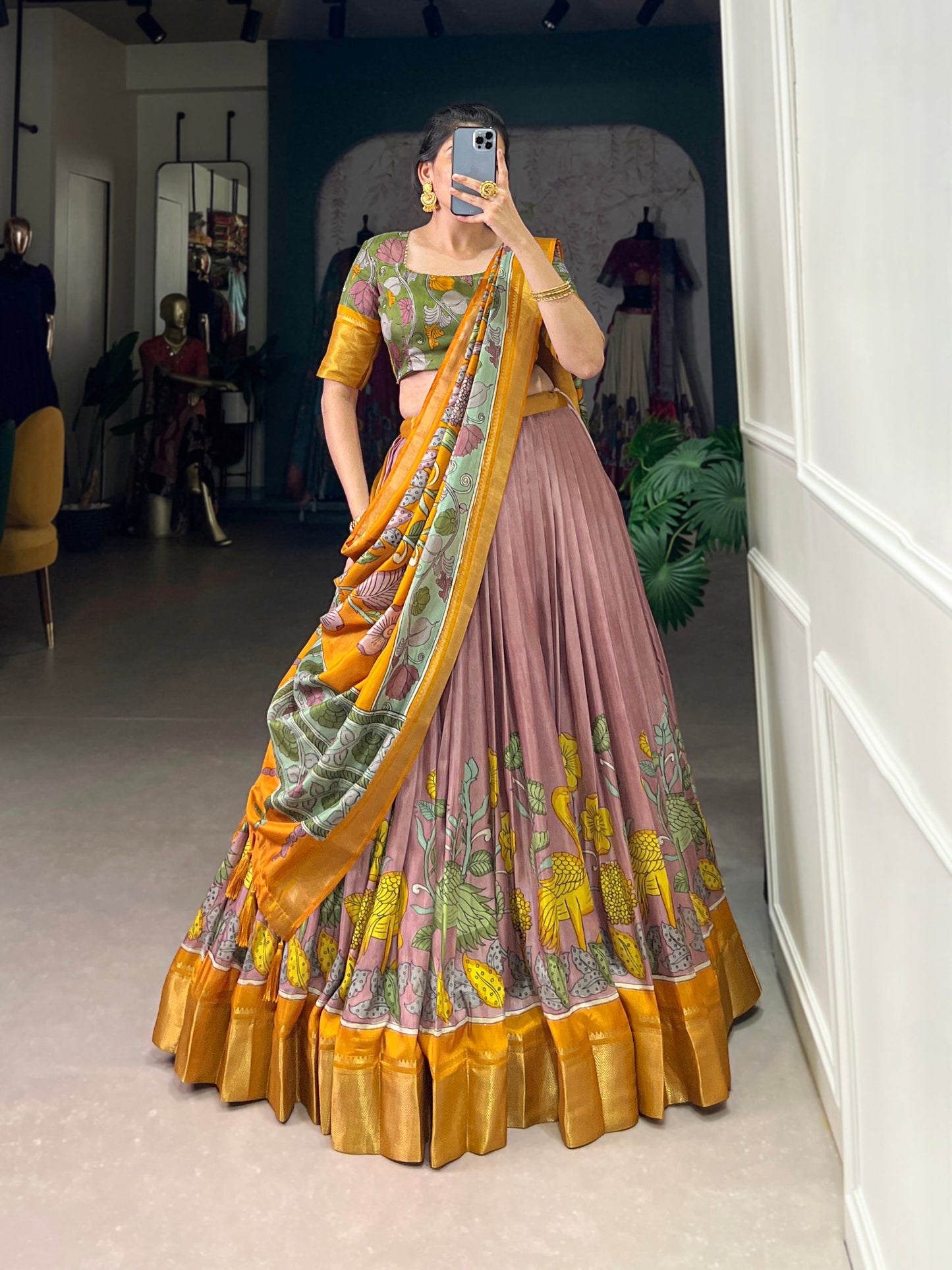 Lavender And Pink Festival Pure-dola Zari Trendy Lehenga Choli