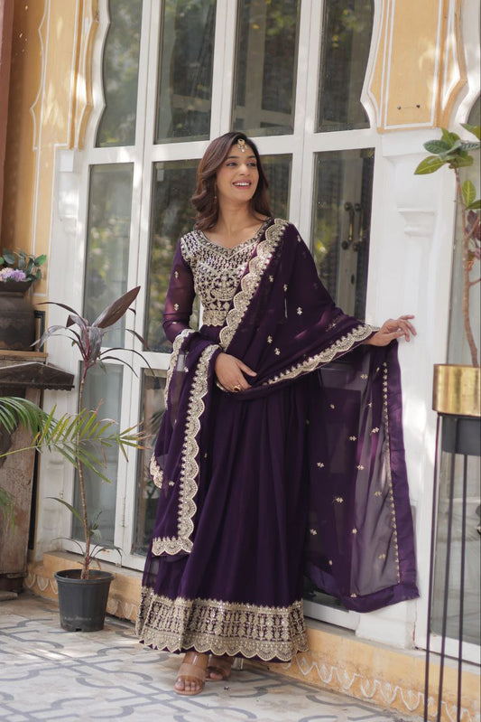 Purple Premium Designer Readymade Gown Collections - Elegant, Embroidered & Luxe Styles