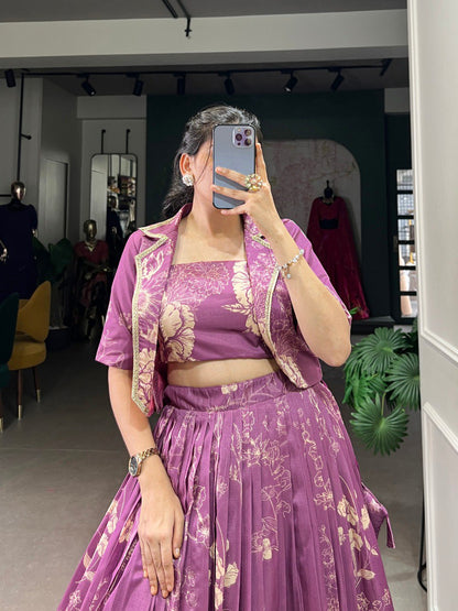 Purple Color Floral Printed Stylish Designer Lehenga choli