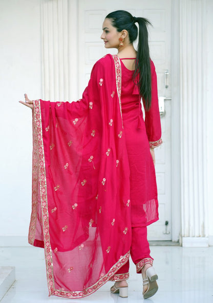 Blooming Vichitra Embroidered Salwar Suit Set with Dupatta – Heavy Sequence Work Ethnic Wear for Women