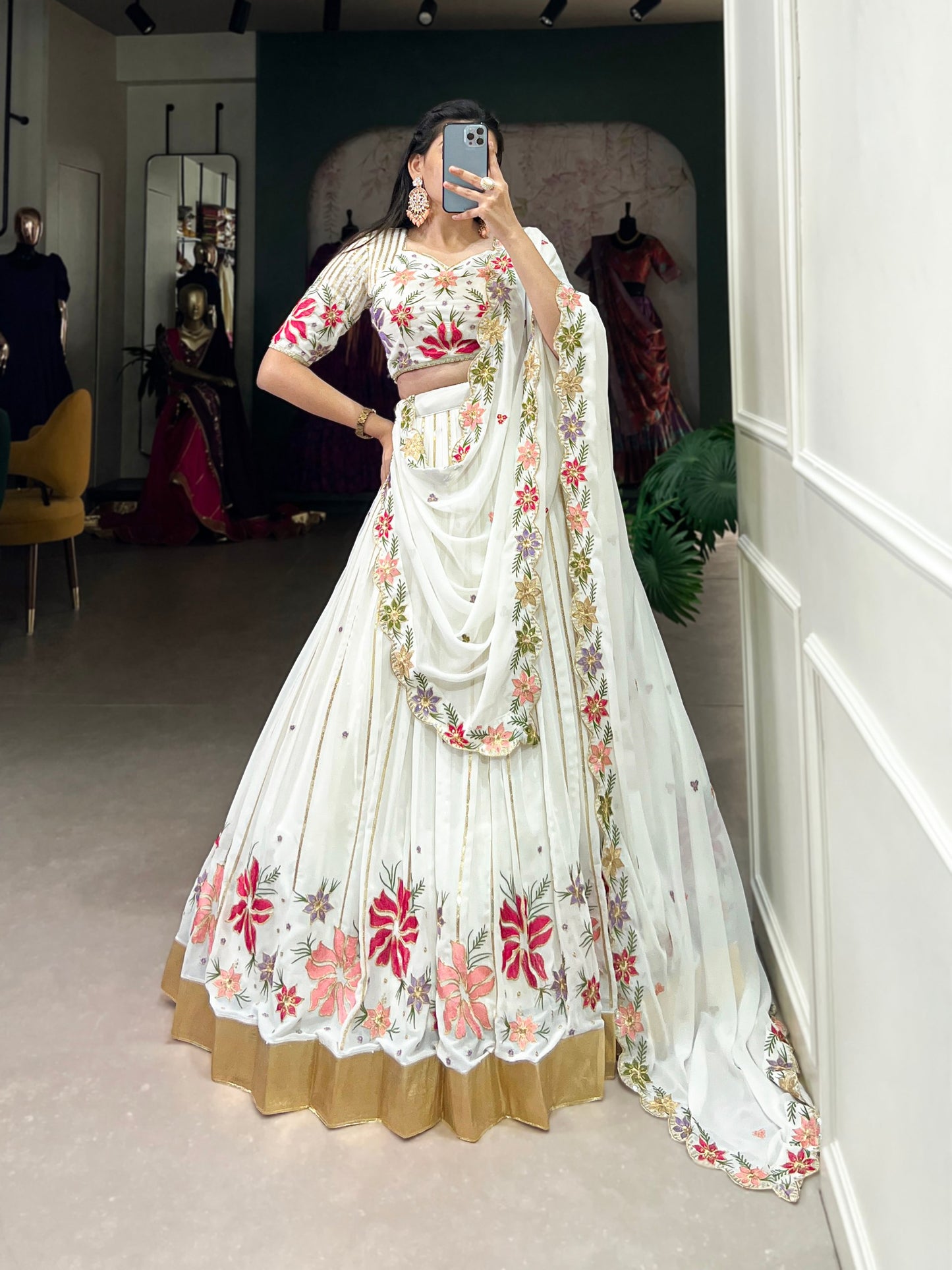 White Wonder Adorned With Delicate Embroidery Lehenga Choli