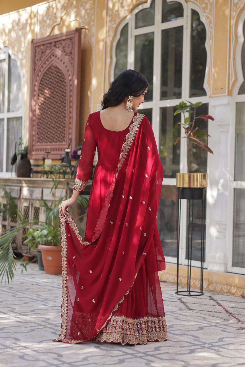 Maroon Premium Designer Readymade Gown Collections - Elegant, Embroidered & Luxe Styles