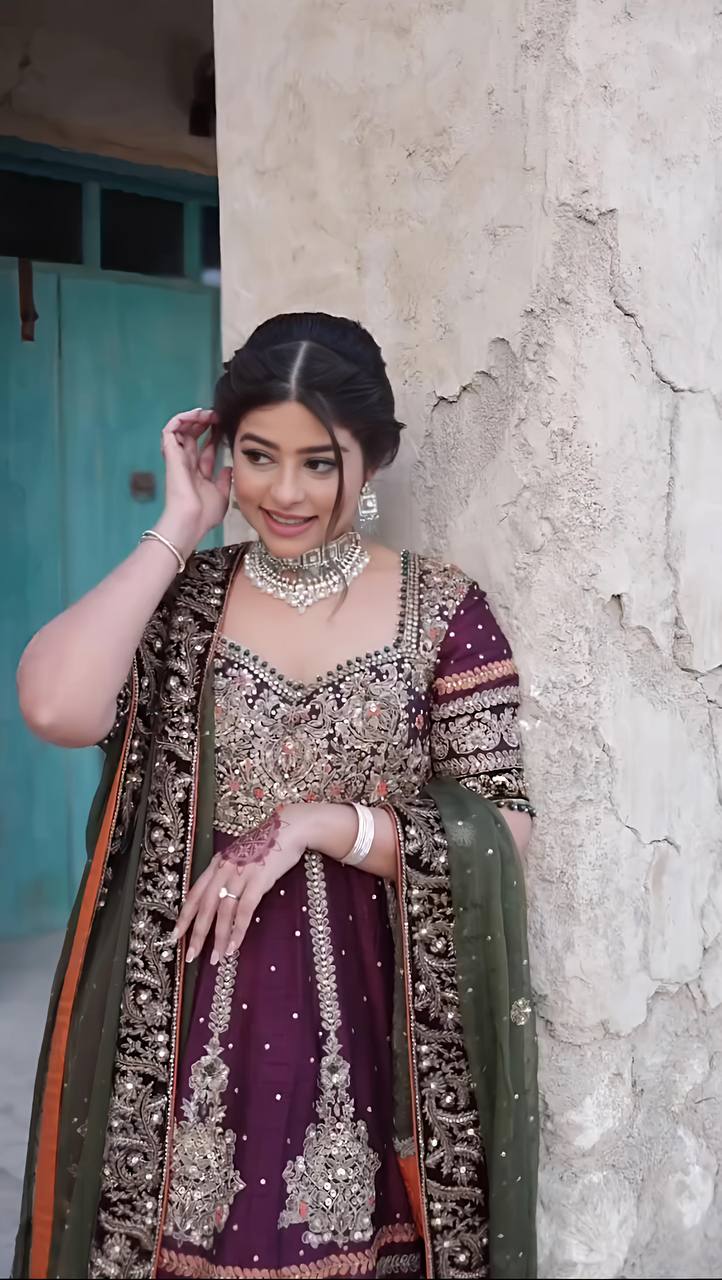 Faux Georgette Embroidered Purple Sharara Set with Dupatta – Full Stitched
