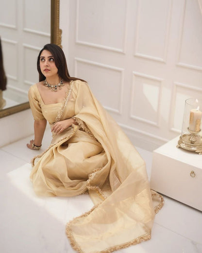 Goldy Crazy Saree with Micro Inner and Matching Blouse