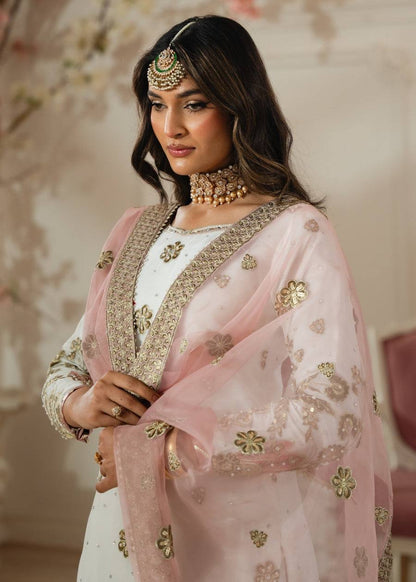 Heavy White Faux Georgette Embroidered Sharara Set with Net Dupatta – Fully Stitched