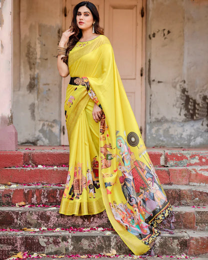 Haldi Ceremony Special Pure Silk Rich Yellow Saree