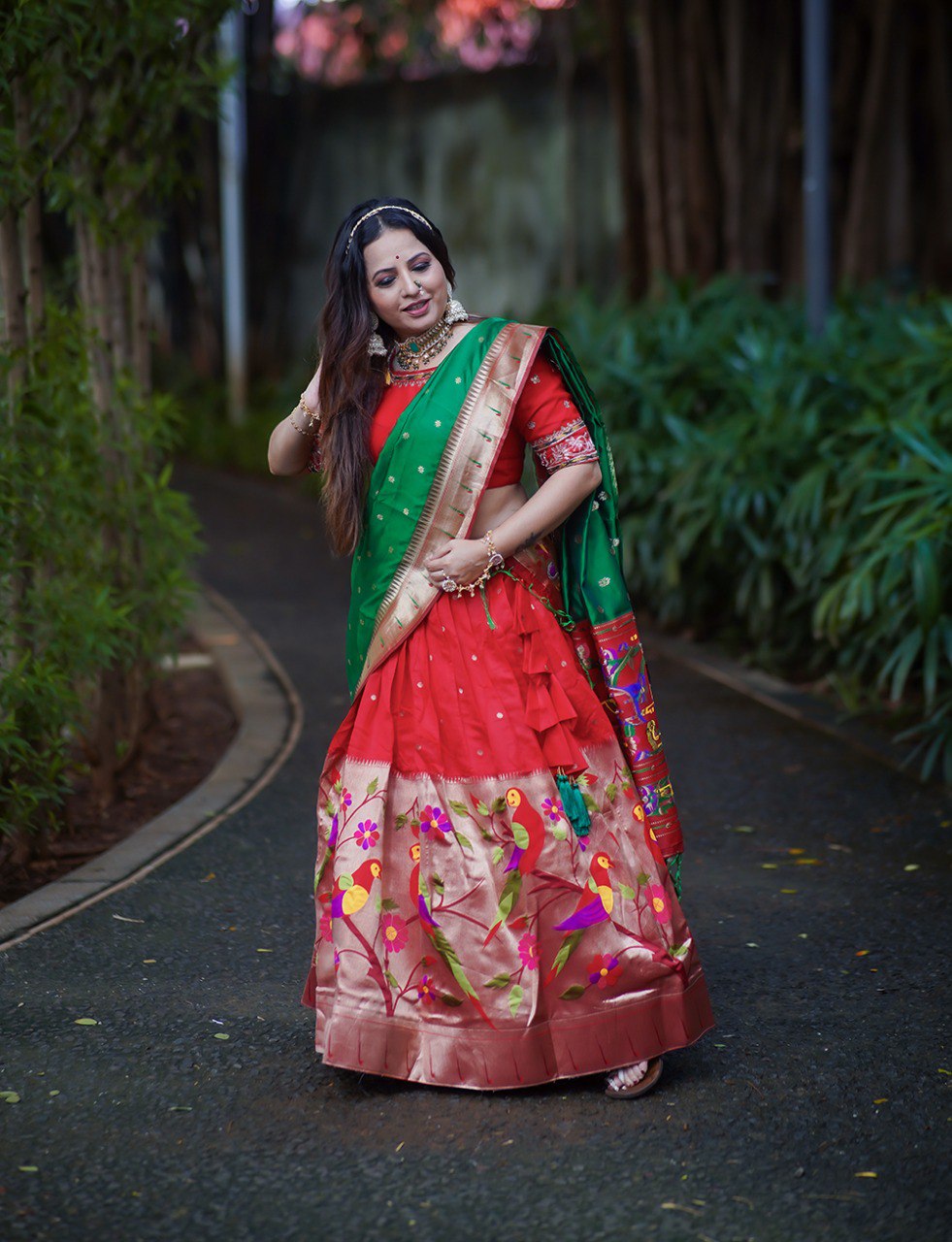 Traditional Wear Red Jacquard Silk With Weaving Zari Work Lehenga Choli