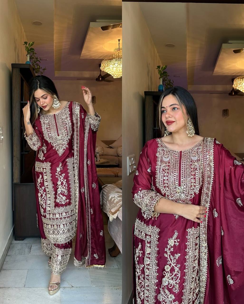 Formal Maroon Ready To Wear Pakistani Set