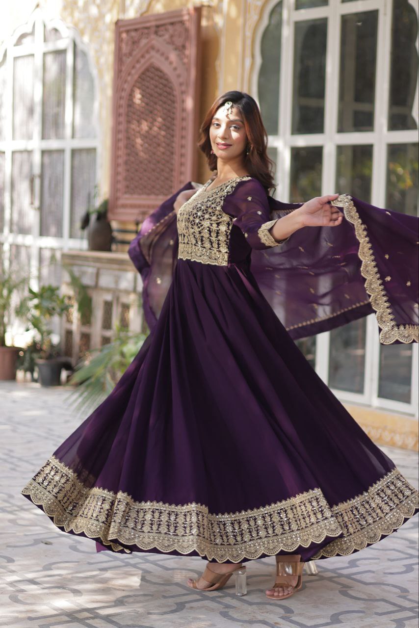 Purple Premium Designer Readymade Gown Collections - Elegant, Embroidered & Luxe Styles